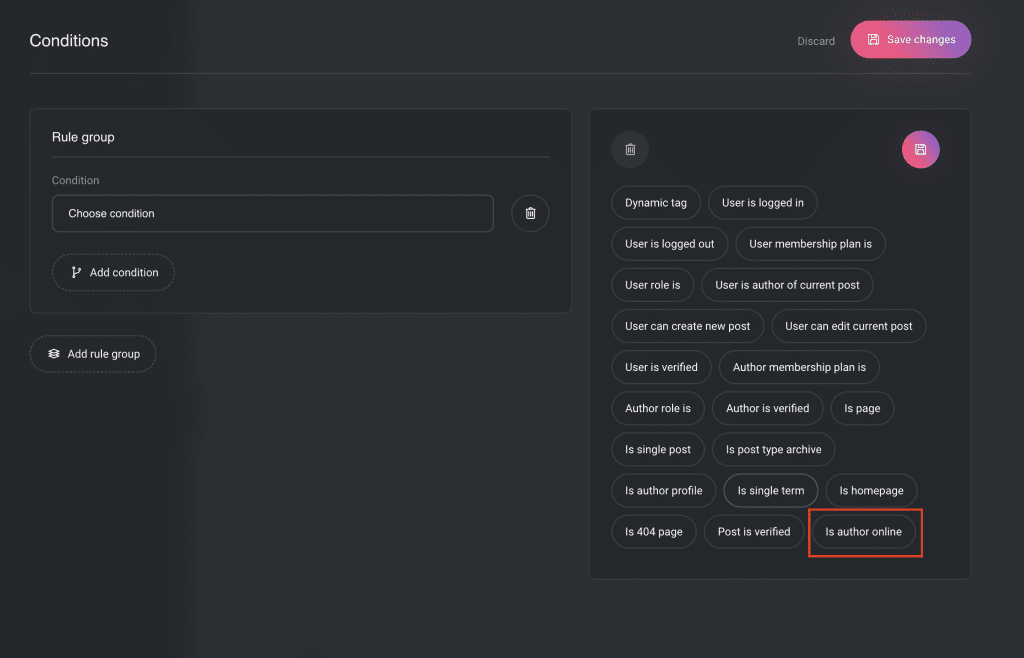 Author online visibility condition