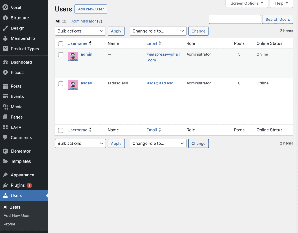 Users online status in WordPress Backend